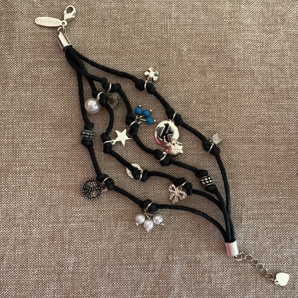 Aeropostale multi strand "K" Charm Bracelet black cord - perfect add to a bundle - Picture 2 of 7